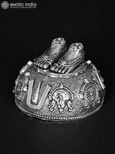 Small Superfine Brass Vishnu Charan Paduka Statue