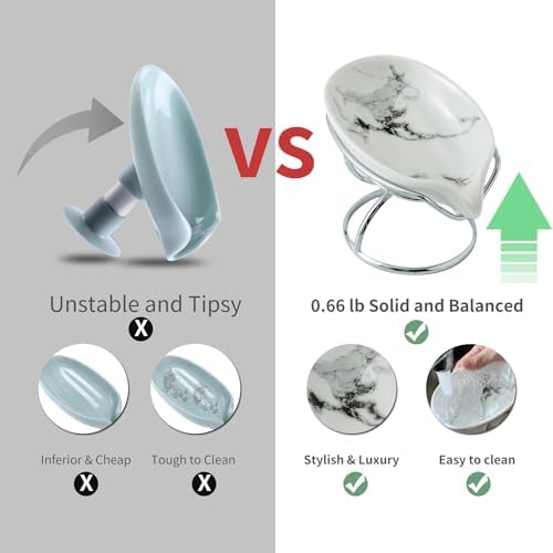 Leaf-Shaped Ceramic Soap Dish with Drain Stainless Steel Stand