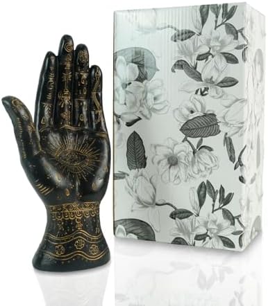 Skyant Palmistry Hand Resin Statue with Symbols Black