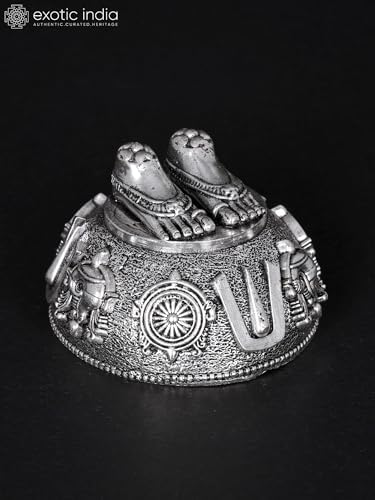 Small Superfine Brass Vishnu Charan Paduka Statue