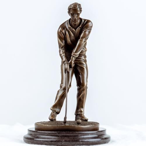 91 Inch Bronze Golf Putting Statue Handcrafted Sculpture with Marble Base