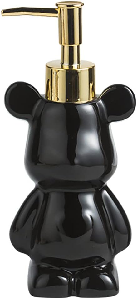 Cute Bear-Shaped Ceramic Soap Dispenser Black 1