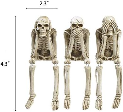 Newman House Studio No-Evil Skeleton Statues Set of 3