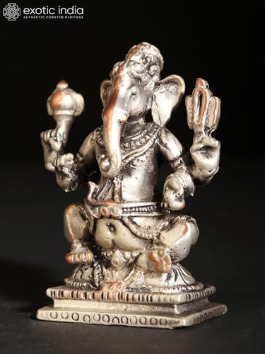 Exotic India Small Chaturbhuj Ganesha Brass Statue 1