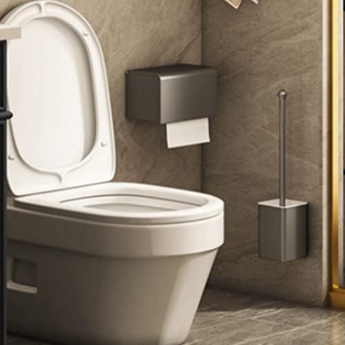 Soft Aluminum Toilet Brush with Wall-Mounted Holder