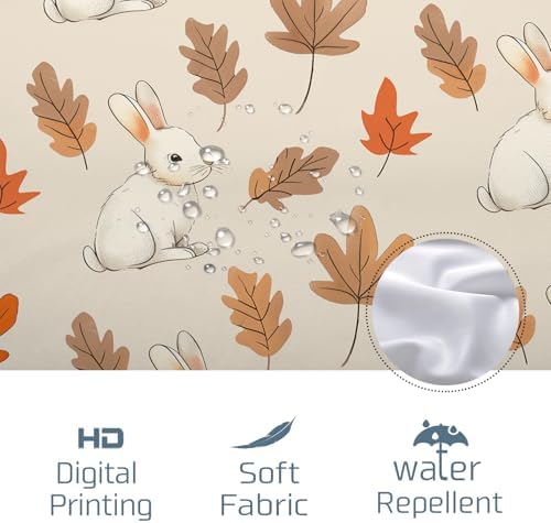 Fall Cartoon Rabbit Shower Curtain Set with 12 Hooks