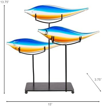 Dale Tiffany AS24126 Blue Garfish Art Glass Sculpture with Stand