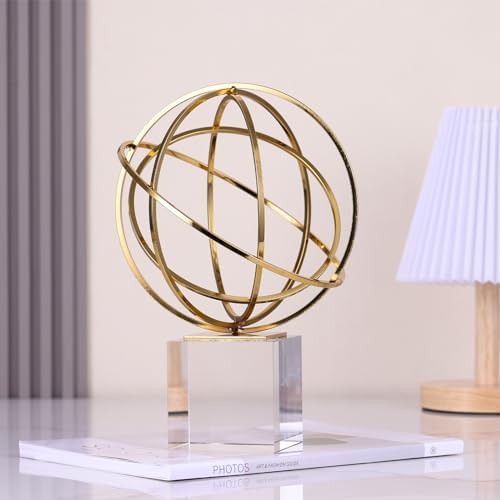 DOVDOV Gold Geometric Metal Knot Statue Crystal Base Decor