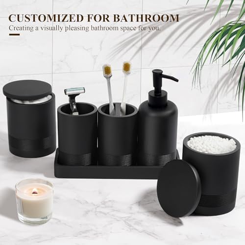 Modern Matte Black Bathroom Accessories Set 6-Piece