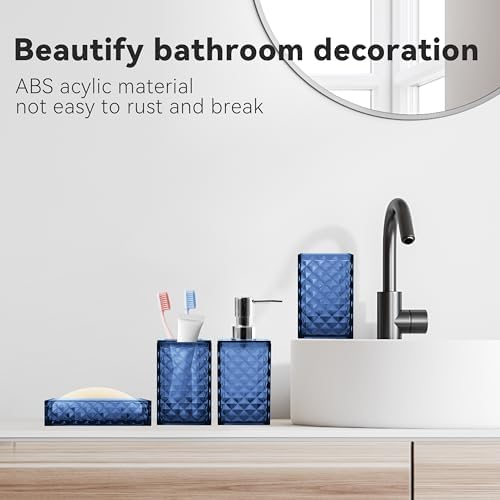 Seeatoo 4PCS Blue Bathroom Accessory Set