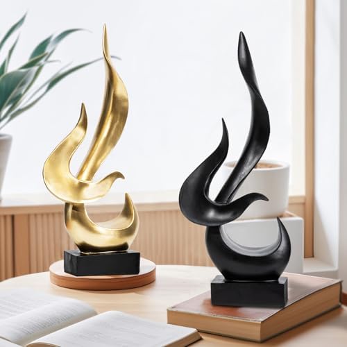Modern Abstract Black Fire Flame Sculpture Art Statue