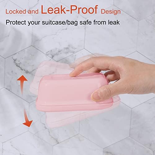 Quatish Travel Soap Holder with Lid 2 Pack Pink