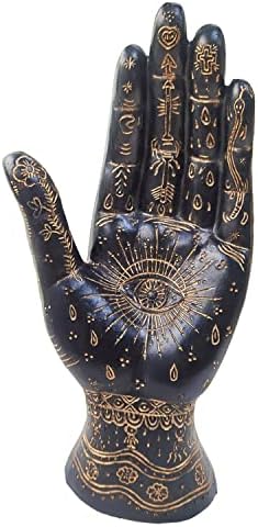 Skyant Palmistry Hand Resin Statue with Symbols Black