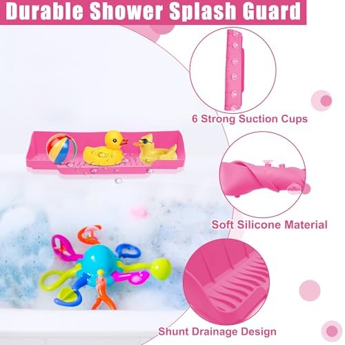COITEK 165inch Silicone Bathtub Splash Guard with 6 Suction Cups
