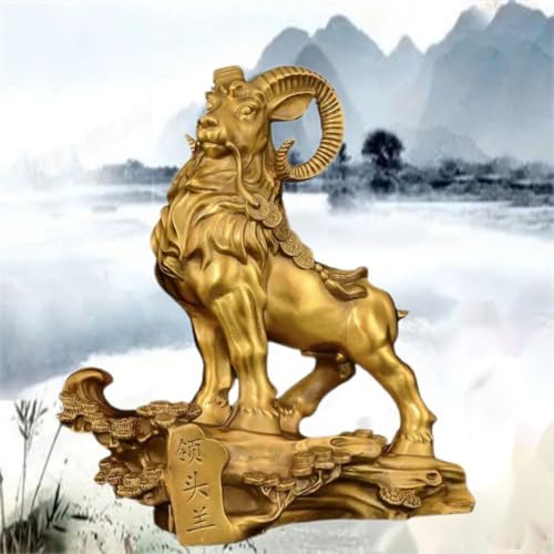 Ecqizer Feng Shui Lucky Sheep Figurine Zodiac Home Office Decoration