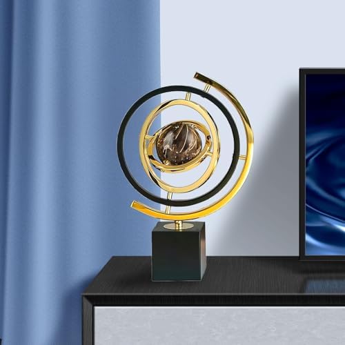 Modern Abstract Metal Globe Sculpture Decor