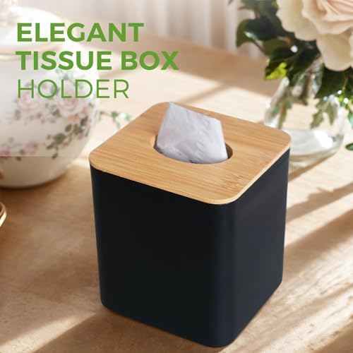 Bamboo Tissue Box Cover for Bathrooms and Desks