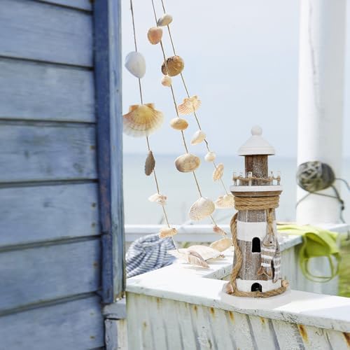 Wovorins Wooden Lighthouse with Lights 9 Inch