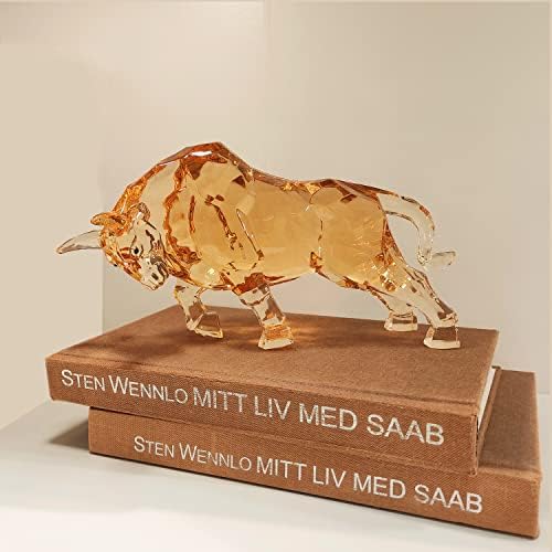 FengShui Bull Statue Acrylic Desk Decor Amber