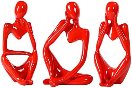 Thinker Statue Gold Resin Abstract Art Sculpture Red 1