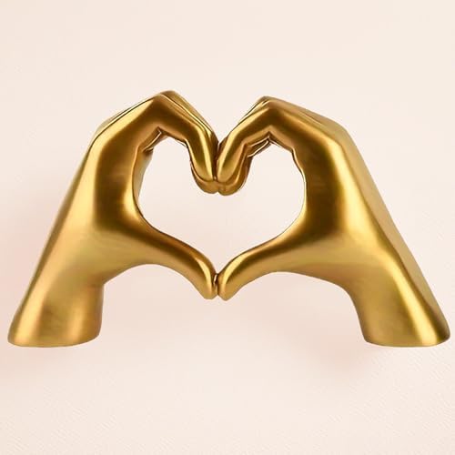 Gold Heart Hands Sculpture Decor for Modern Homes