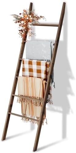 Acacia Wood Blanket Ladder with 6 Tiers