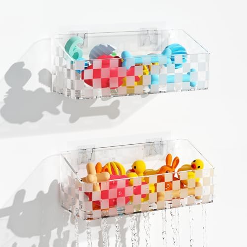 Natheeph 2 Pack Clear Shower Caddy for Bath Toys and Essentials