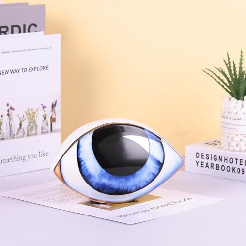 Blue Ceramic Eye Sculpture Modern Decor