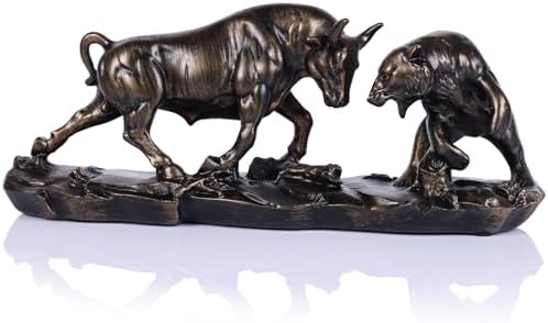 Wall Street Bull and Bear Statue in Brown