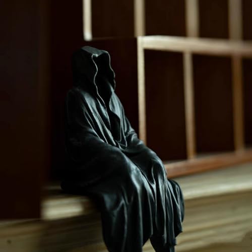 Grim Reaper Statue Bookshelf Decor Halloween Gothic Figurine