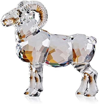 Realistic Crystal Goat Figurine Home Decor White