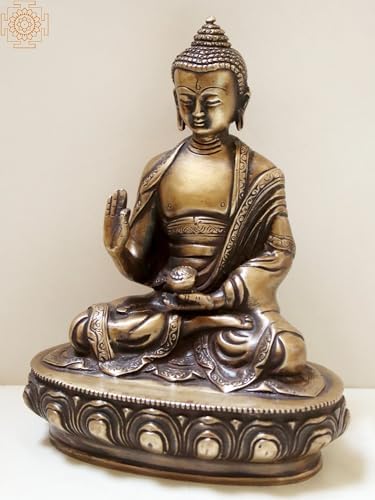 8-Inch Buddha Brass Statue with Vitarka Mudra