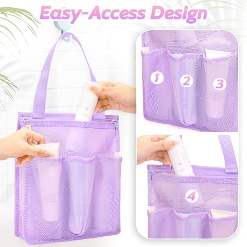Portable Mesh Shower Caddy Purple for College Students and Travelers