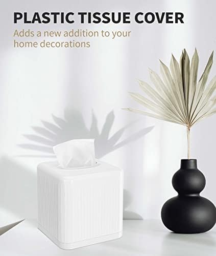 Livelab Square Tissue Box Cover with Base - White 1
