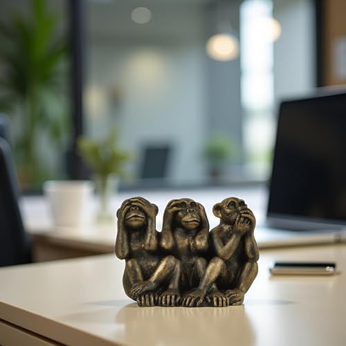 3 Wise Monkeys Statue for Home Decor - Bronze Figurine
