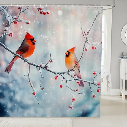Feelyou 3D Red Bird Kids Shower Curtain 72x78