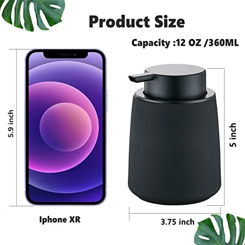 Eyrozia 12Oz Black Ceramic Soap Dispenser