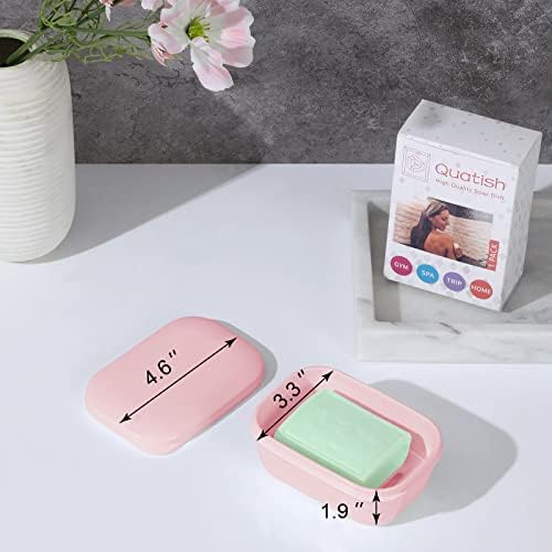 Quatish Travel Soap Holder with Lid 2 Pack Pink