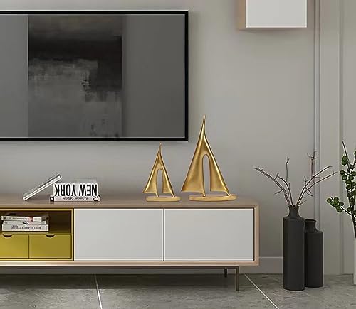2 Pack Gold Sailboat Decor for Home Office