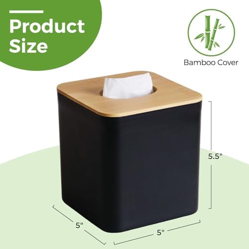 Bamboo Tissue Box Cover for Bathrooms and Desks