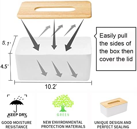 Wooden Tissue Box Holder with Cover for Bathroom Vanity