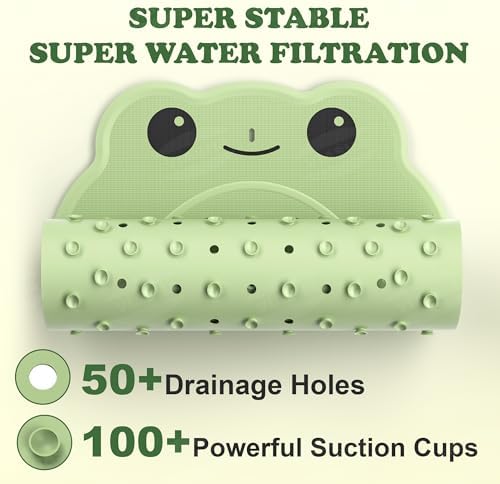 VIASHA Baby Bath Mat with Suction Cups and Frog Design