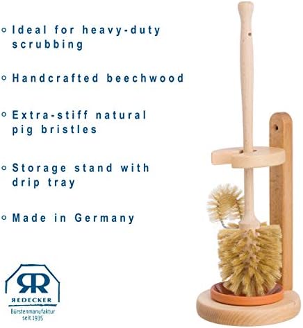 Redecker Natural Pig Bristle Toilet Brush with Beechwood Handle 1