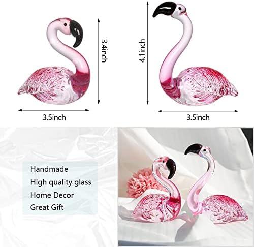 LONGWIN Handmade Flamingo Figurines 2 Pcs
