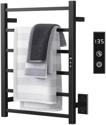 Sharpeye Matte Black Heated Towel Rack with 24hr Timer