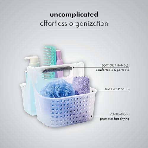 Madesmart 2-Compartment Shower Tote with Soft Grip Handles