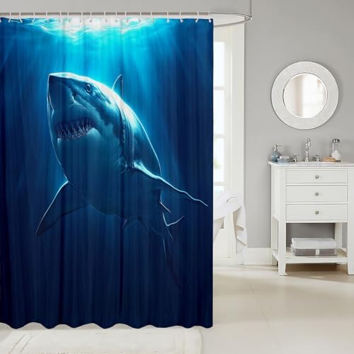 Erosebridal Shark Shower Curtain Set for Kids Men
