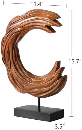 Teak Sculpture Oceanic Decor with Base