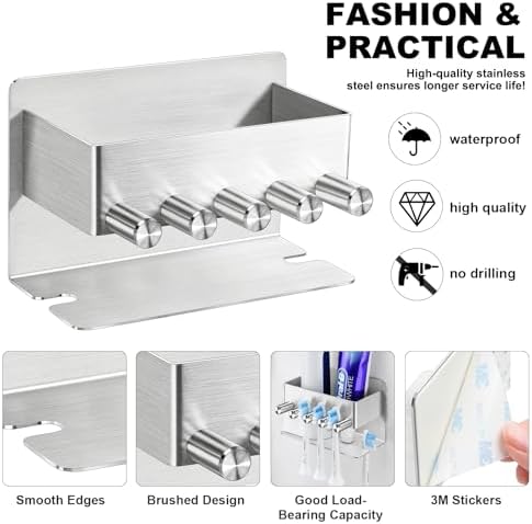 Stainless Steel Toothbrush Holder with 4 Slots