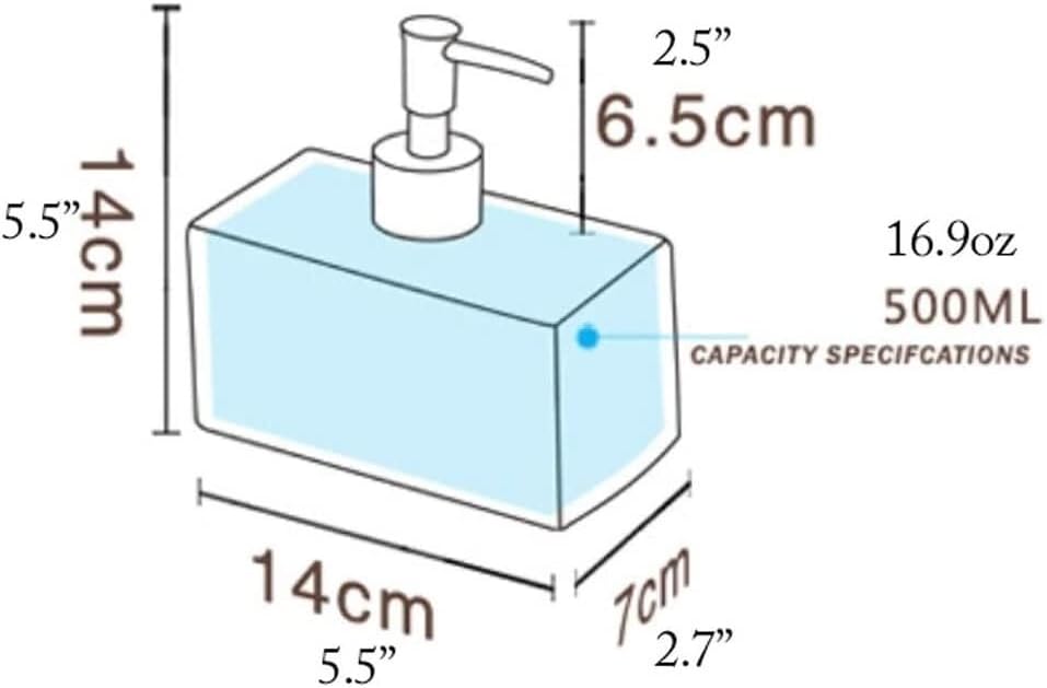 Square Soap Dispenser with 500ml Capacity - Ceramic Glass
